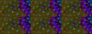 Çiçekli bahar çiçekleri. Küçük çiçekte güzel bir desen. Küçük renkli çiçekler. Moda baskıları için zarif bir şablon. Motley illüstrasyonu. Çizim.