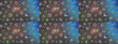 Çiçek grisi ve mavi çizim deseni. Raster Yumuşak kumaş deseni. Raster çiçek izi. Klasik taslak çizimi.