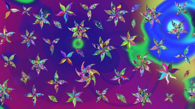 Mor ve mor renkli çiçekler. Kumaş desenli papatya çiçekleri ayrıntıları.