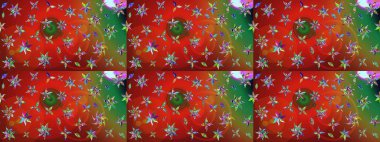 Güzel çiçek deseni. Çiçekler kırmızı ve yeşil renklerde. Renkli Bahar Teması eskiz kalıbı. Düz Çiçek Elementleri Tasarımı.