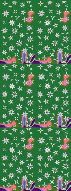 Düz Çiçek Elementleri Tasarımı. Renkli Yaz Temalı eskiz kalıbı. Sevimli çiçek raster deseni. Yeşil ve nötr renkte çiçekler.