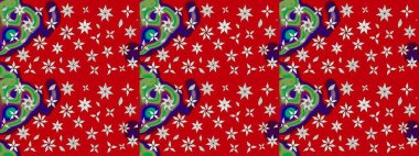 Renkli Yaz Temalı eskiz kalıbı. Kırmızı ve nötr renklerde çiçekler. Düz Çiçek Elementleri Tasarımı. Raster illüstrasyonunda çiçek deseni çizimi.