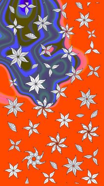 Düz Çiçek Elementleri Tasarımı. Renkli Bahar Teması eskiz kalıbı. Çocuk stili. Çiçekli çizim raster arkaplanı.