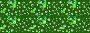 Yeşil renkli etnik çiçeklerle süslenmiş zarif bir eskiz şekli. Raster Çiçek İllüstrasyon Şirin Tekstil.