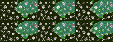 3D çiçekler, eskiz. Raster illüstrasyonu. Gri renklerde.