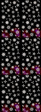 Çiçek buketleriyle klasik bir eskiz şekli. Raster illüstrasyonu. Siyah renklerde.