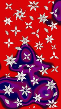 Çizim çiçek deseni duvar kâğıdı olarak kullanılabilir. Kırmızı renkte çiçekler. Raster illüstrasyonu.