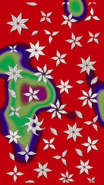 Renkli Bahar Teması eskiz kalıbı. Güzel çiçek deseni. Düz Çiçek Elementleri Tasarımı. Kırmızı renkte çiçekler.