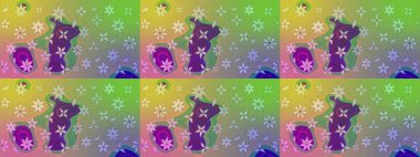 Çiçek duvar kağıdı. Çizim kalıbı. Hint süsü. Raster illüstrasyonu. Renkli süs kenarı. Yeşil renklerde.