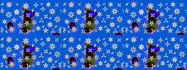 Sevimli çiçek raster deseni. Mavi renkli çiçekler. Renkli Yaz Temalı eskiz kalıbı. Düz Çiçek Elementleri Tasarımı.