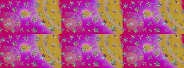 Raster suluboya çiçek deseni, narin çiçekler, mor çiçekler, tebrik kartı şablonu. Güzel kumaş deseni.