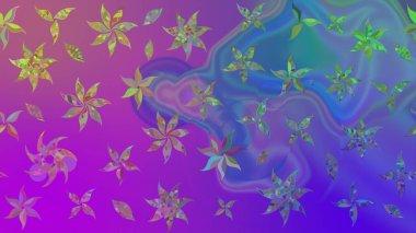 Düz Çiçek Elementleri Tasarımı. Renkli Yaz Temalı eskiz kalıbı. Sevimli çiçek raster deseni. Modaya uygun kumaş deseni.