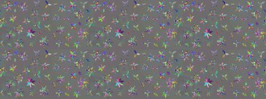 Renkli Bahar Teması eskiz kalıbı. Gri renkli, zarif çiçek buketli suluboya. Düz Çiçek Elementleri Tasarımı. Raster illüstrasyonu.