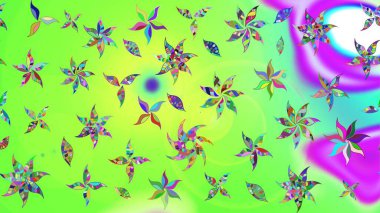 Raster çiçek desenleri çiziyor. Vadinin yeşil renkli çiçekleri.