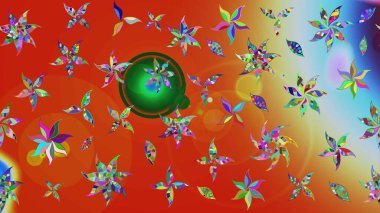 Turuncu renkli çiçekli çiçek deseni çiz. Çiçekler suluboya tarzında turuncu renkte.