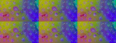 Modern çiçek arkaplanı. Parlak renkli çiçekleri ve mor renkli yaprakları olan harika bir çiçek deseni. Halk tarzı. Moda baskıları için zarif bir şablon.