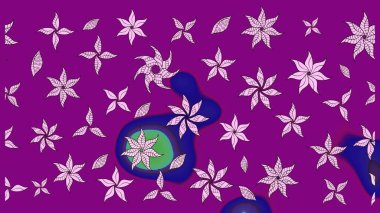 Klasik çiçek tasarımı elementleri. Raster illüstrasyonu. Mor kıvırcık çiçekler mor renkte şekillenir.