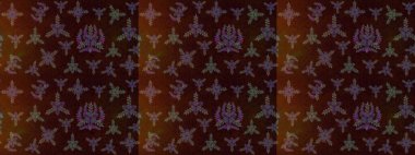 Kahverengi, siyah ve yeşil renkli çiçekler. Sevimli çiçek raster deseni. Düz Çiçek Elementleri Tasarımı. Renkli Bahar Teması çizim şablonu.