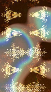 Kahverengi, bej ve nötr renklerde çiçekler. Raster illüstrasyonunda çiçek deseni çizimi.