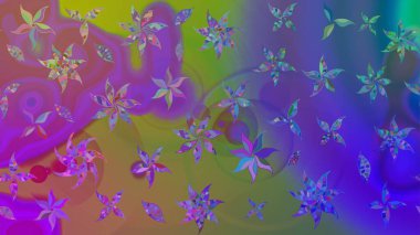 Düz Çiçek Elementleri Tasarımı. Mor renkli şirin çiçek deseni. Renkli Bahar Teması eskiz kalıbı. Raster Modaya uygun kumaş deseni.