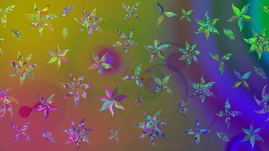 Renkli Bahar Teması eskiz kalıbı. Raster illüstrasyonu. Düz Çiçek Elementleri Tasarımı. Çiçek desenli çizim. Asya tekstil tarzında. Güzel kumaş deseni.