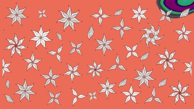 Küçük çiçekteki sevimli çiçek deseni. Turuncu ve nötr renkte çiçekler.