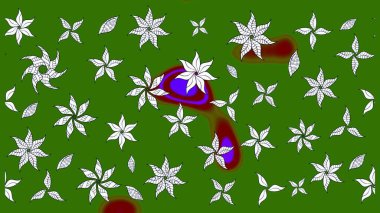 Raster illüstrasyonu. Yeşil ve nötr renklerde çiçekler. Çiçek süslemeli çizim deseni.