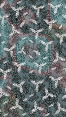 Çiçek desenli eskiz. Gömlek baskısı için çiçek boyası. Gri renkli çiçekler.