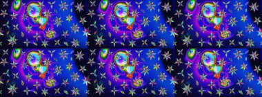 Düz Çiçek Elementleri Tasarımı. Raster illüstrasyonundaki çiçek desenli çizim. Renkli Bahar Teması eskiz kalıbı. Süslü kumaş deseni.