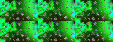 Raster illüstrasyonu. Yeşil ve gri renkli çiçekler. Çiçek desenli eskiz, vuruşlar, sıçramalar, yaz çiçekleri..