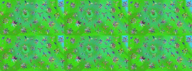 Çiçekli bahar çiçekleri. Küçük renkli çiçekler. Motley illüstrasyonu. Moda baskıları için zarif bir şablon. Küçük çiçekte şirin desenler.