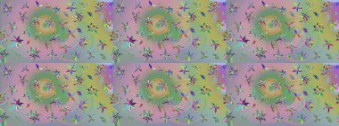 Yazdır. Renkli Yaz Temalı eskiz kalıbı. Raster çiçekli arka plan. Güzel eskiz şekli. Güzel kumaş deseni. Düz Çiçek Elementleri Tasarımı.