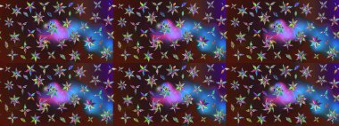 Kahverengi ve mavi renkli çiçekler. Çiçekli karalama şeklinde Raster çiçek deseni. Nazikçe, güzel çiçek arkaplanı..