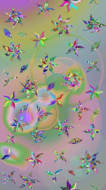 Tarafsız ve yeşil renkli çiçekler suluboya stilinde. Raster illüstrasyonunda çiçek deseni çizimi.