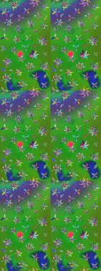 Millefleur 'lar. Oldukça eski bir besin torbası deseni, küçük, çiçekler. Tekstil, kumaş, kapaklar, duvar kağıtları, baskı, paket, koleksiyon defteri, örgü, dekupaj için çiçek arkaplanı..