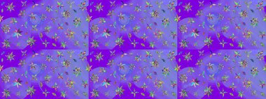 Raster çiçek desenli çiçek deseni, yapraklar, dekoratif elementler, sıçrama, lekeler, el çizimi kontur çizgileri ve Doodle çizim stili, grafik raster çizim çizimi.