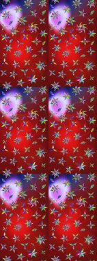 Düz Çiçek Elementleri Tasarım Raster illüstrasyonu. Renkli Bahar Teması eskiz kalıbı. Çiçek desenli eskiz. Kırmızı ve mor renkte çiçekler.