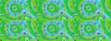 El çizimi. Mavi ve yeşil renkli çiçekler. Çiçekli eskiz deseni. Suluboya çizimi.