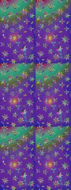 Parlak çiçekli kolaj çiçekleri mor ve mor. Çiçek tasarımı için inanılmaz bir kolaj cenneti tarzı. Çiçekli zambaklar eskiz arka planı.