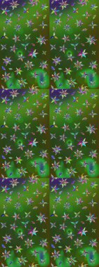 Raster illüstrasyonu. Çiçekli güzel suluboya desen. Mor ve yeşil renkler üzerinde.