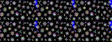 Mavi ve siyah renkte çiçekler. Raster illüstrasyonundaki çiçek desenli çizim. Renkli Bahar Teması eskiz kalıbı. Düz Çiçek Elementleri Tasarımı.