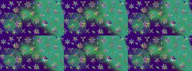 Raster illüstrasyonu. Taslak dekoratif arka plan, çiçek mandala. Mavi ve yeşil renklerde. Çiçek..