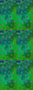 Raster illüstrasyonu. Yeşil ve mavi renkte çiçekler. Çizim çiçek deseni duvar kağıdı için kullanılabilir.