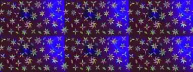 Kahverengi ve mavi renklerde etnik çiçeklerle süslenmiş zarif bir eskiz şekli. Raster Çiçek İllüstrasyon Şirin Tekstil.