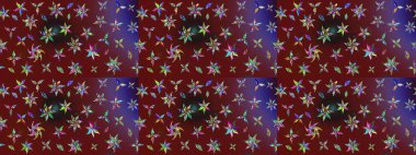 Sevimli çiçek raster deseni. Kırmızı ve kahverengi renkte çiçekler. Renkli Yaz Temalı eskiz kalıbı. Düz Çiçek Elementleri Tasarımı.