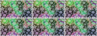 Düz Çiçek Elementleri Tasarımı. Gri ve yeşil renkli çiçekler. Renkli Bahar Temalı Kusursuz Arkaplan. Sevimli çiçek raster deseni.