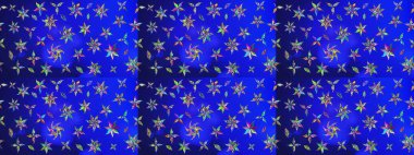 Mavi ve yeşil renkli çiçekler. Güzel çiçek deseni. Renkli Bahar Teması eskiz kalıbı. Düz Çiçek Elementleri Tasarımı.