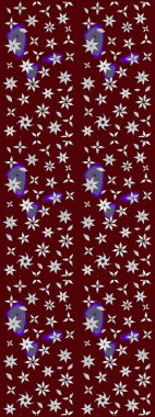 Raster illüstrasyonundaki çiçek desenli çizim. Kırmızı ve nötr renkte çiçekler.