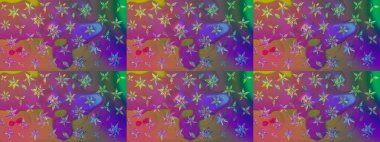 Çiçekli karalama şeklinde Raster çiçek deseni. Yumuşak, yaz çiçekli arka plan. Mor ve pembe renkte çiçekler.