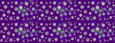 Çiçek desenli çizim. Menekşe ve mor renkli Asya tekstili. Raster illüstrasyonu.